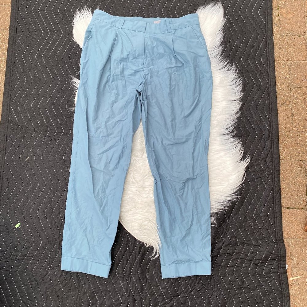 COS High Waisted Cuffed Straight Leg Chino Pants Blue